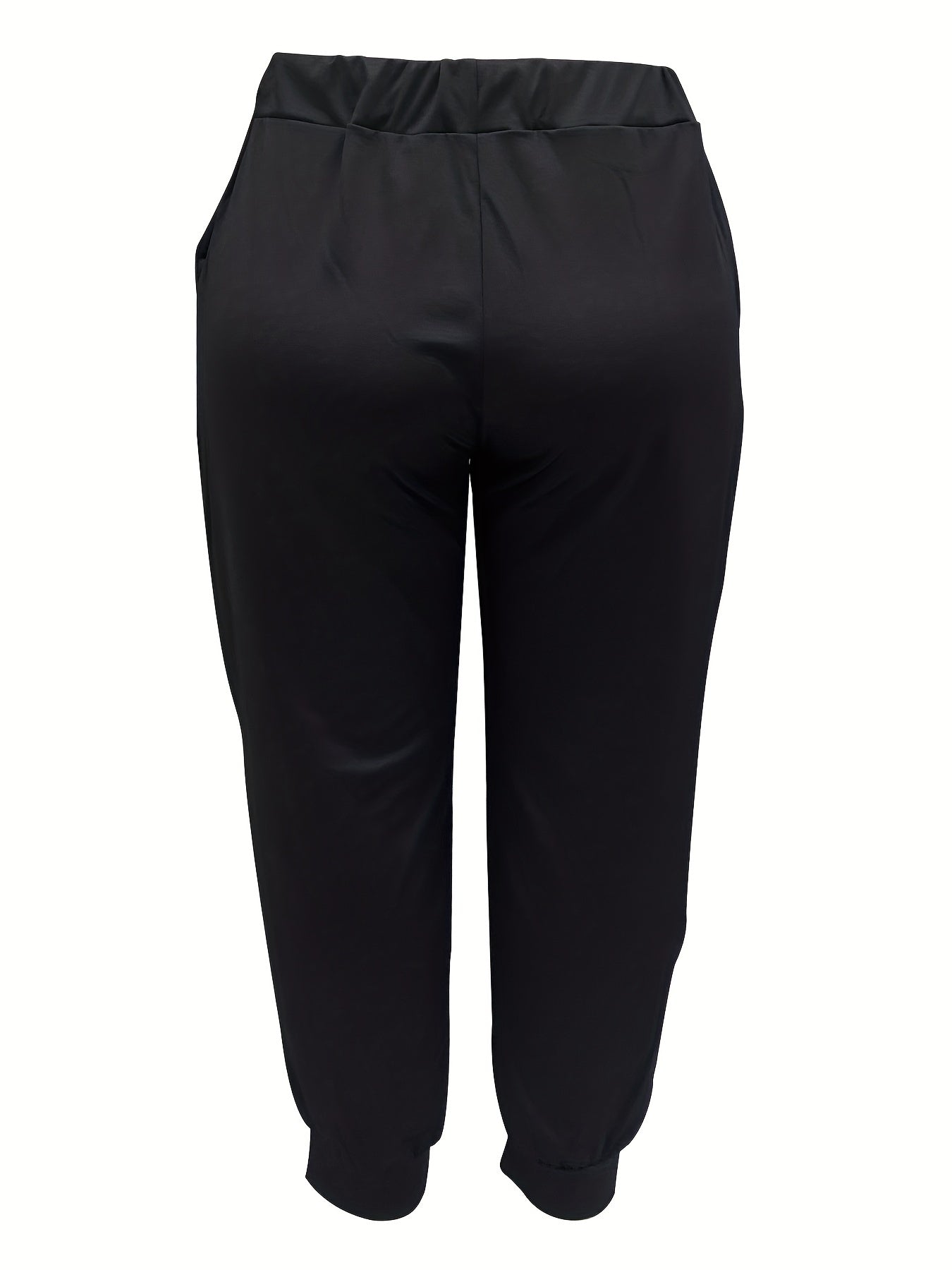  Casual Pants Women's Plus Solid Elastic Waist Medium Stretch Joggers