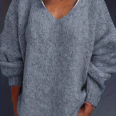 Solid V Neck Sweater Long Sleeve Jumper