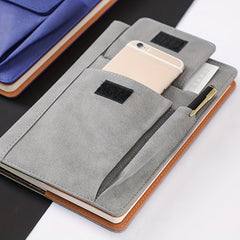 A5 Office Notebook Multifunctional Pocket Insert Cloth Pattern PU Leather