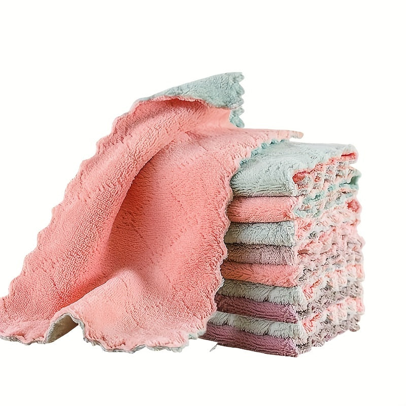 10pcs Coral Velvet Washcloths Highly Absorbent Cleaning Cloth