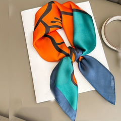 Camellia Print Bandana Silk Square Scarf Head Wrap Neckerchief Hair Accessory