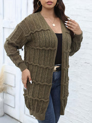  Lantern Sleeve Open Front Knit Duster Cardigan