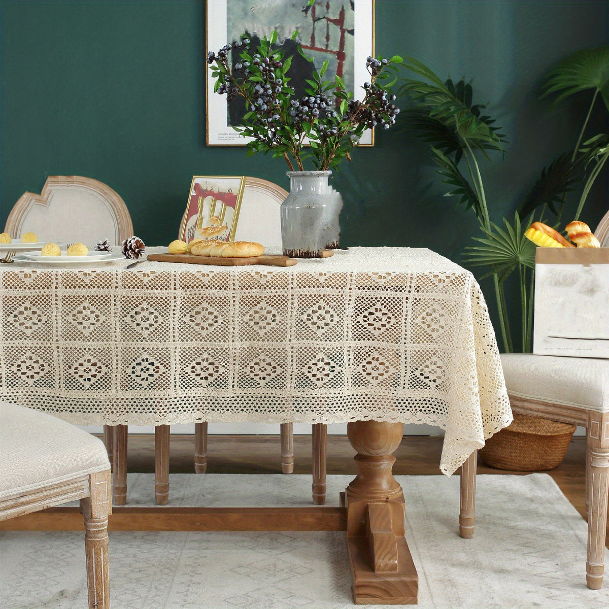 Bohemian Crocheted Cotton Tablecloth for Home Decor