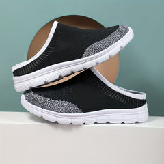 Women's Round Toe Woven Slip on Sneakers Lightweight Slipper Outwear