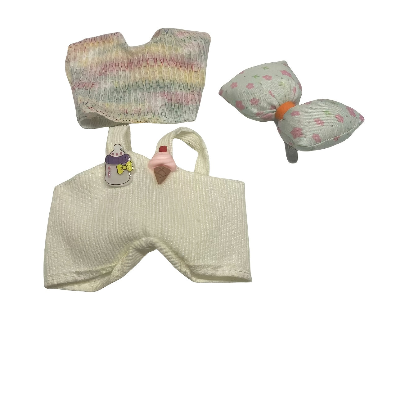 Labubu Dolls Winter Outfit with Bow Mittens & Ice Cream
