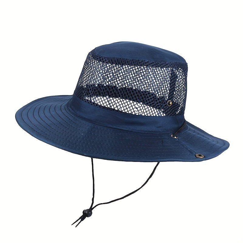 Mesh Hollow Out Bucket Hat Breathable Wide Brim UV Protection Sun Hat
