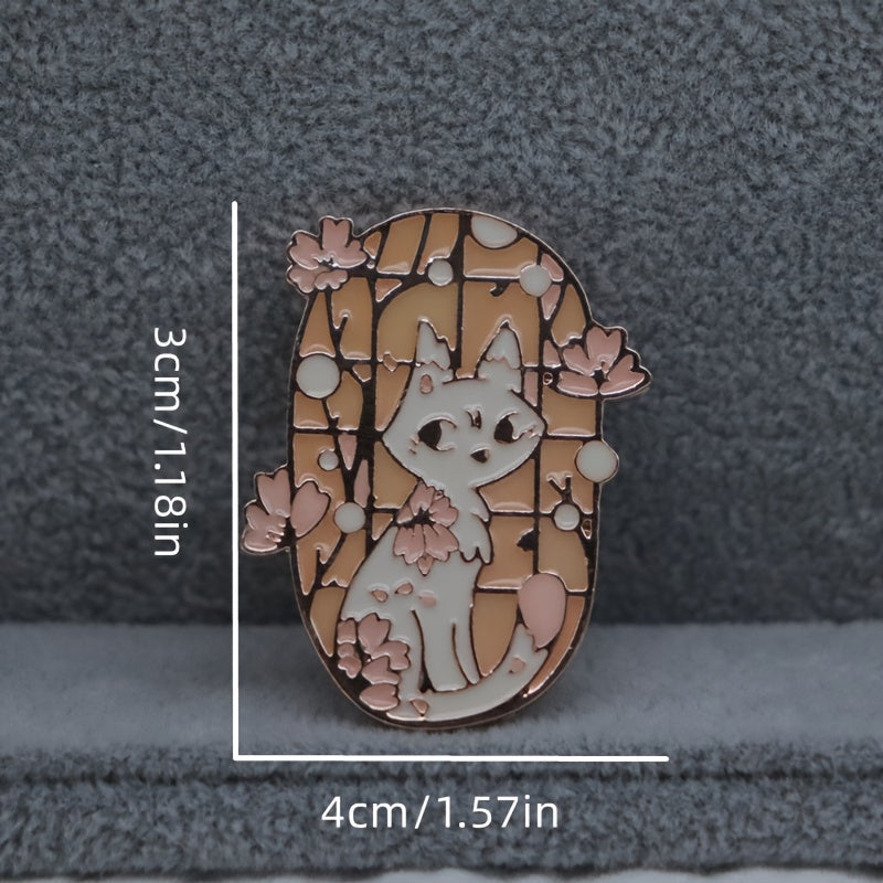 Funny Cartoon Cat Rose Anime Pin for Backpacks