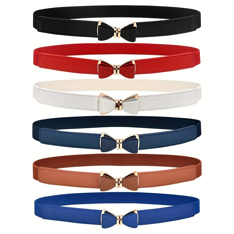 Bowknot Buckle Thin Belt Solid Waist Belt Classic Girdle for Women