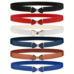 Bowknot Buckle Thin Belt Solid Waist Belt Classic Girdle for Women