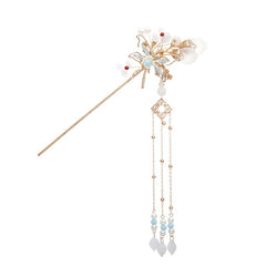 Floral Tassels Hairpin Dragonfly Hairpin Bridal Barrette Hanfu