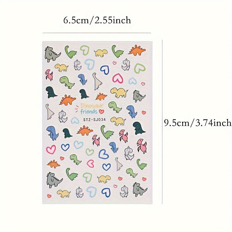 Cute Cartoon Nail Art Stickers Dinosaur Pig Dog Designs
