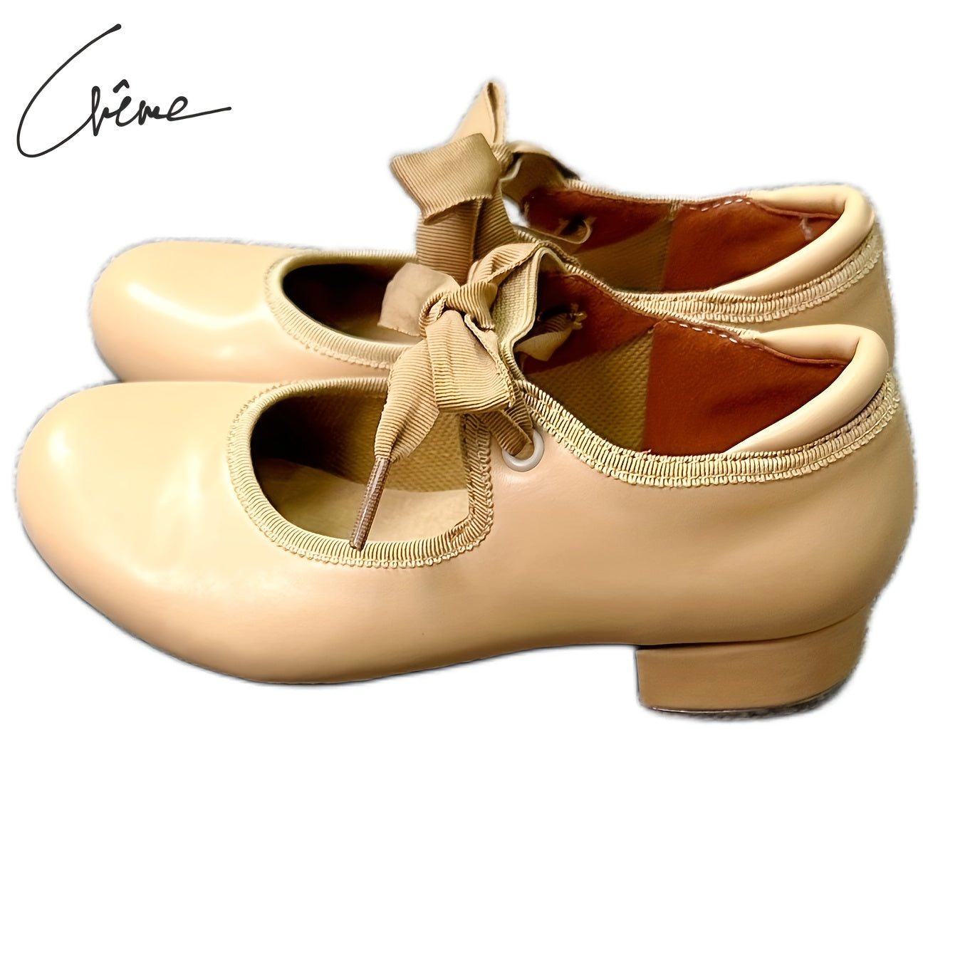 Women's Backless Tap Dance Shoes Soft Leather Dance Shoes with Bowknot