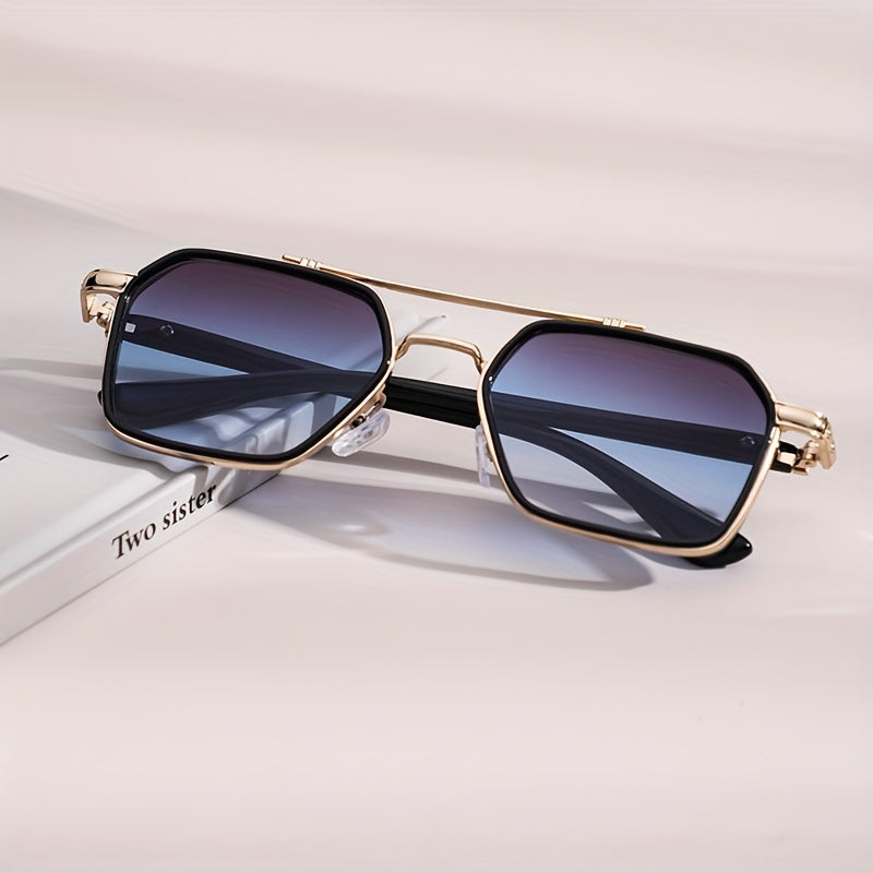 Gradient Lens Aviator Sunglasses Clover Decor UV400