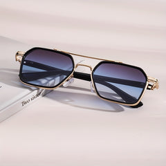 Gradient Lens Aviator Sunglasses Clover Decor UV400