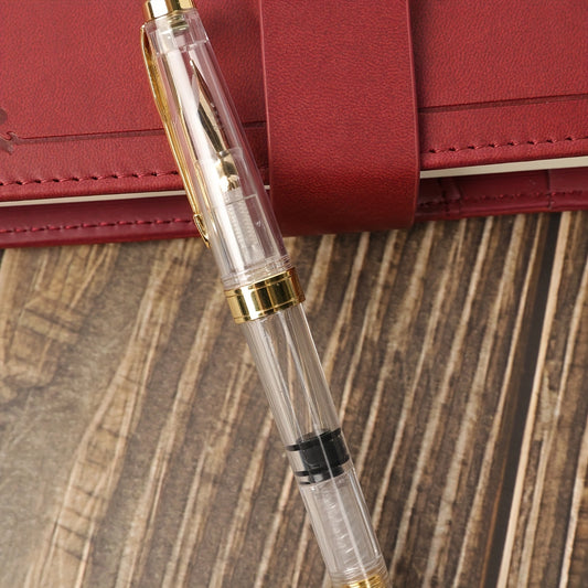 Clear Demonstrator Fountain Pen Fine Nib Silver Clip