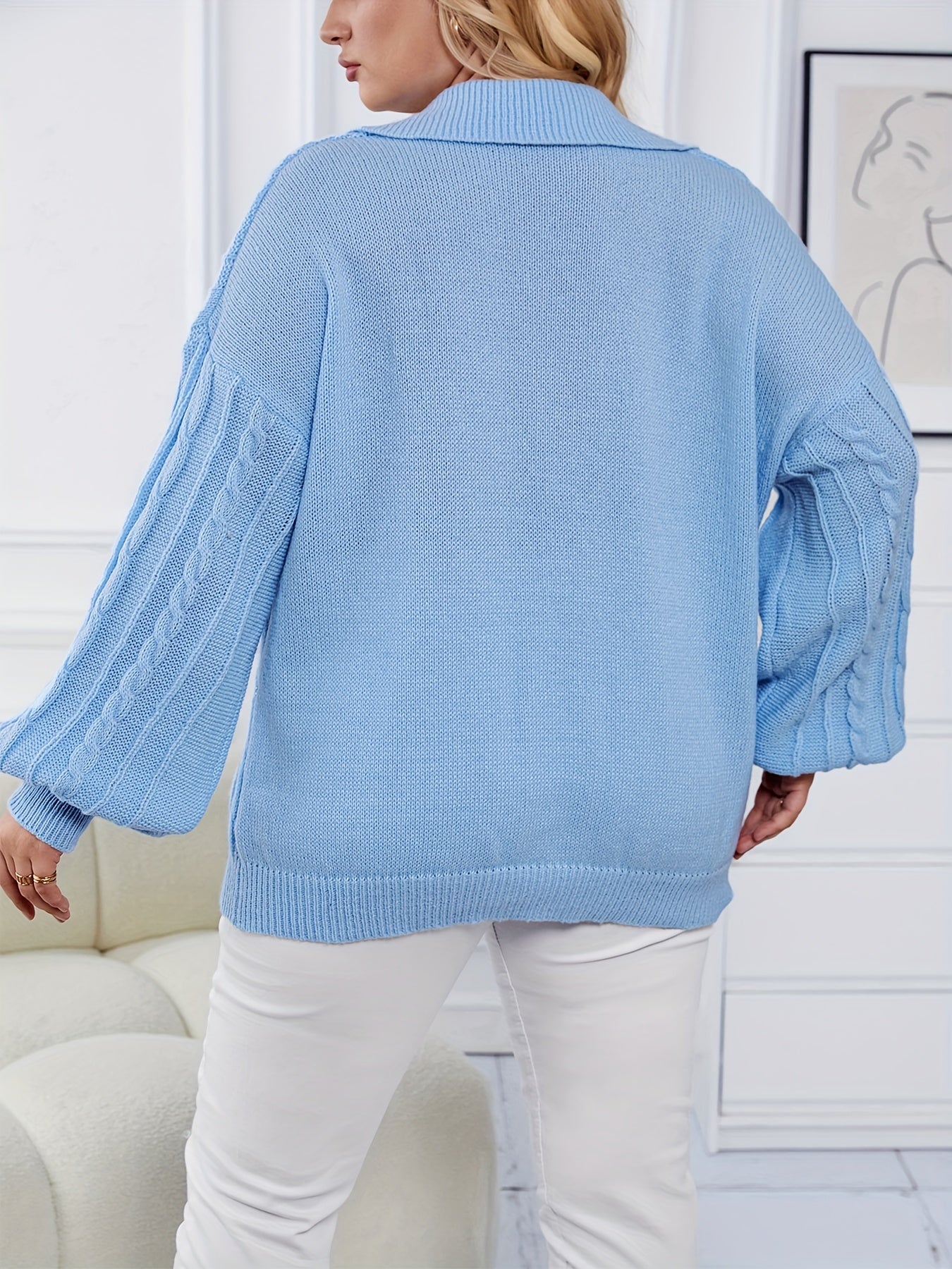  Jacquard Long Sleeve Sweater Women's Pullover Jumper