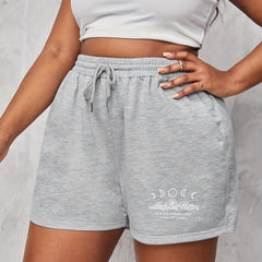  Sketch Print High Waist Loose Shorts