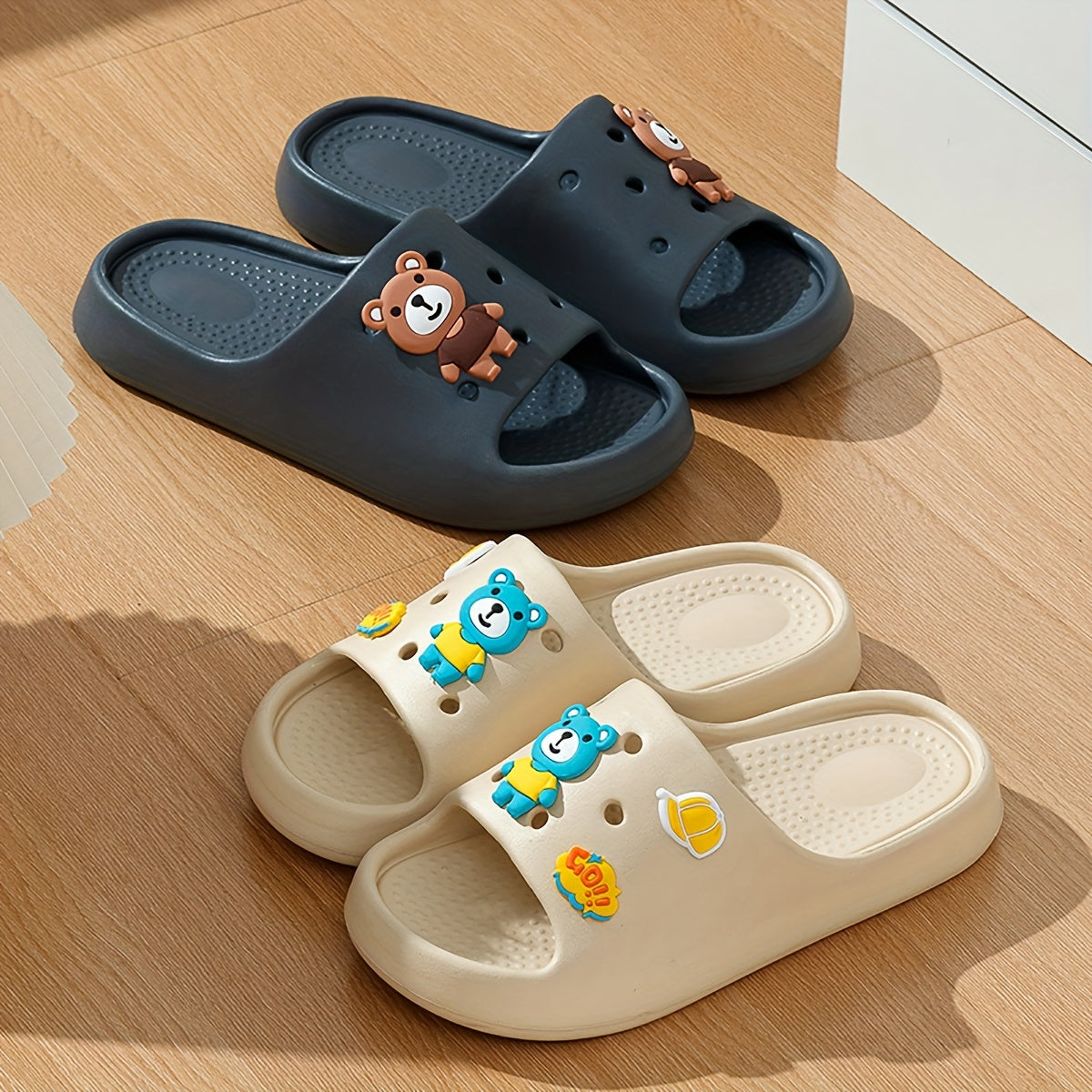 Baby Girls Cartoon Open Toe Slippers Non Slip Lightweight Slippers