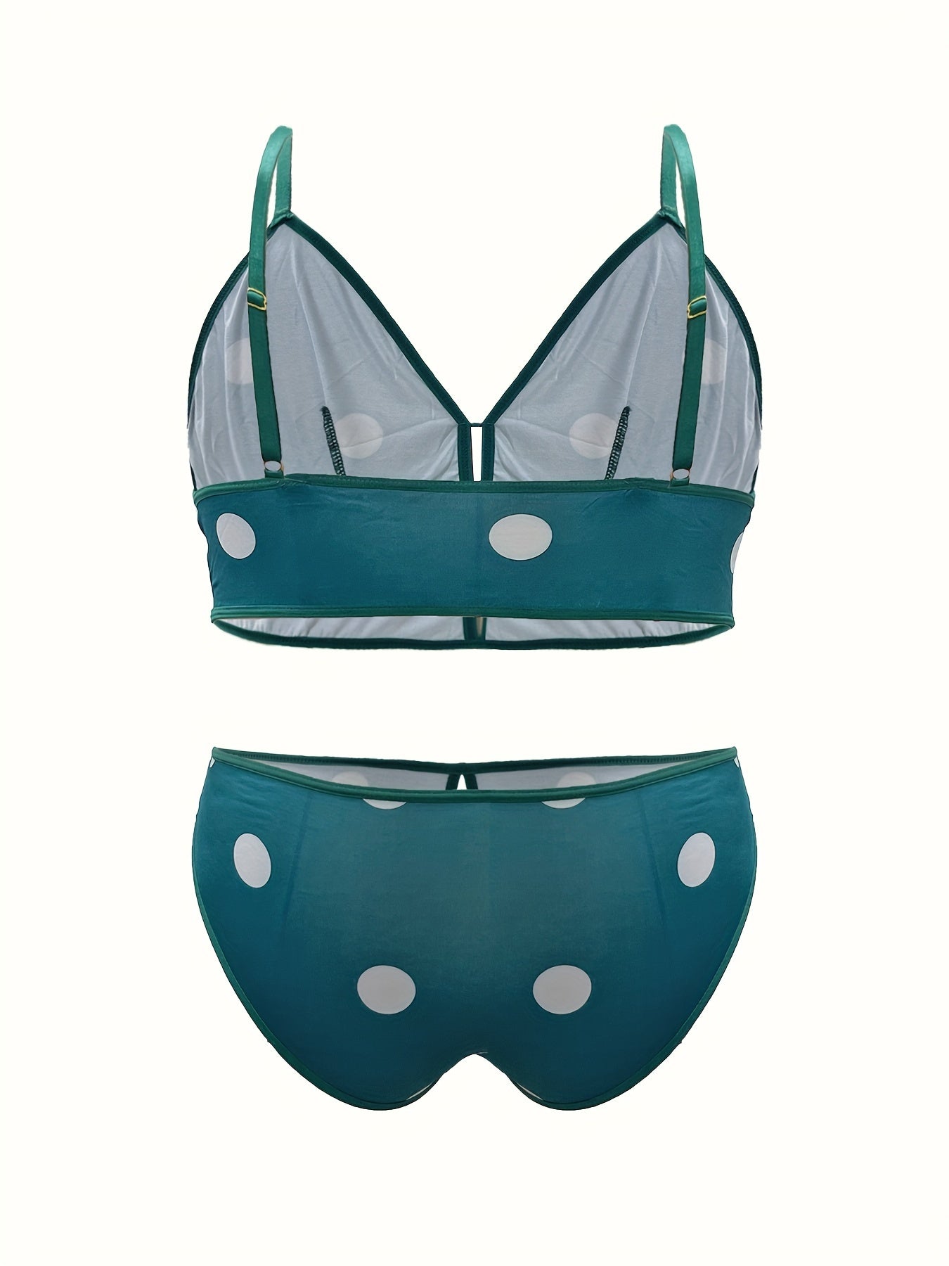 Polka Dot Cutout V-Neck Bra & Panty Lingerie Set