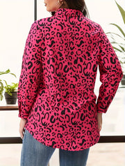  Leopard Print Long Sleeve Blouse