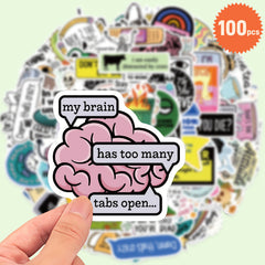 100 Pack Sarcastic Humorous Graffiti Decals Laptop Motorcycle Guitar Stickers