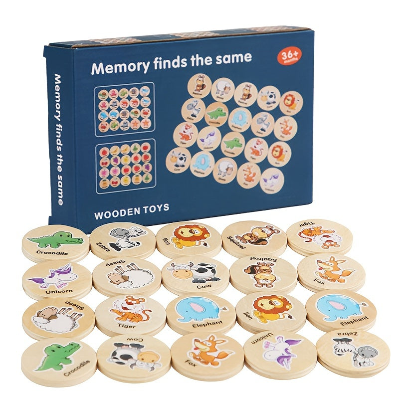 Animal Memory Chess Concentration Training Educational Wooden Toys