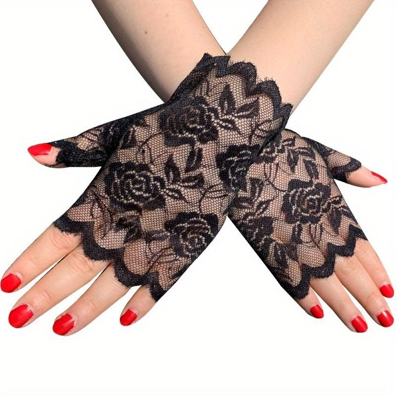 Women Lace Gloves Sunproof Fingerless Bridal Wedding Party Prom Dress