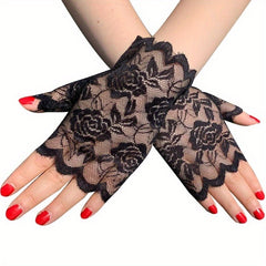 Women Lace Gloves Sunproof Fingerless Bridal Wedding Party Prom Dress