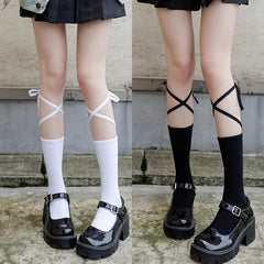2 Pairs Strappy Calf Socks Knee High Stockings
