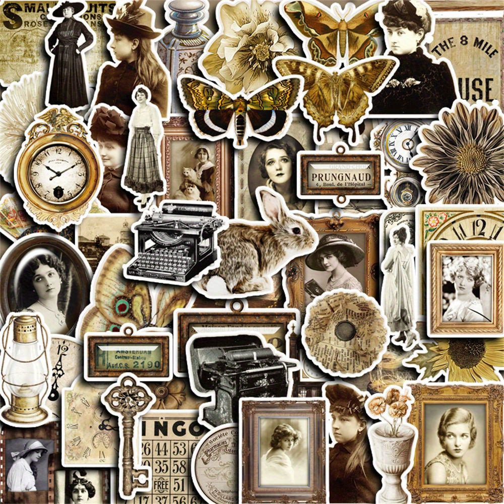 Vintage Paper Stickers Retro Dusk Scrapbooking DIY 50pcs