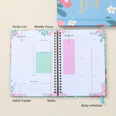 Undated Daily Weekly Planner Notebook Spiral Organizer