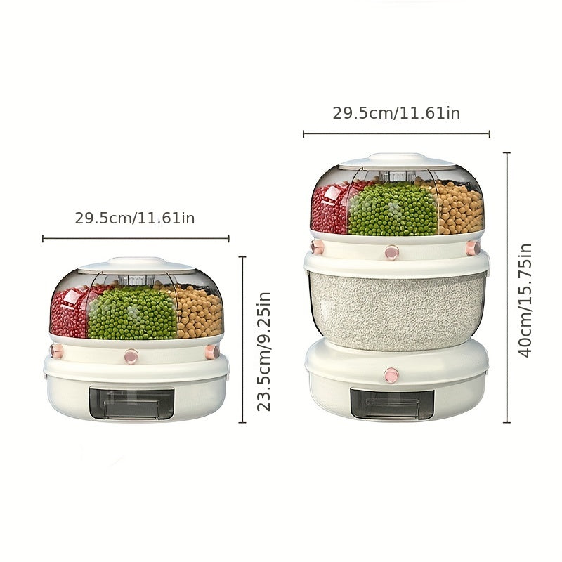 Rotary Rice Bucket Sealed Insect & Moisture-proof Double Layer Grain Storage Box