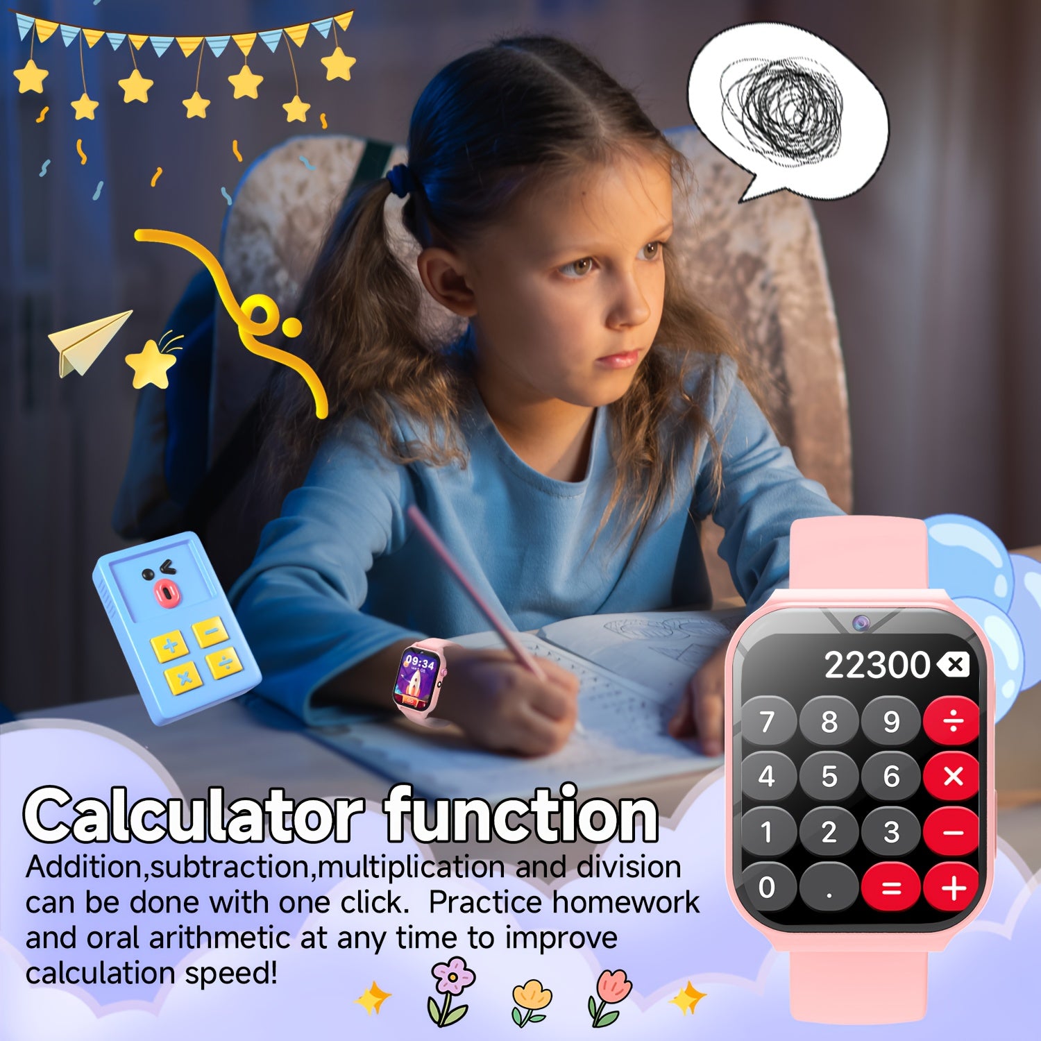 SIMSONFIT Kids Smart Watch with HD Camera Step Counter Games