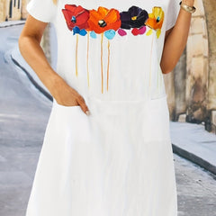  Floral Short Sleeve Dress