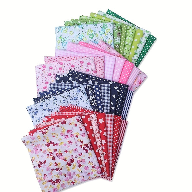 100pcs 9x9 Bright Square Fabric Quilting Printing DIY Hand Sewn Flower Cloth