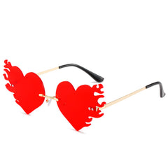 Heart Flame Sunglasses Women Rimless Party Glasses