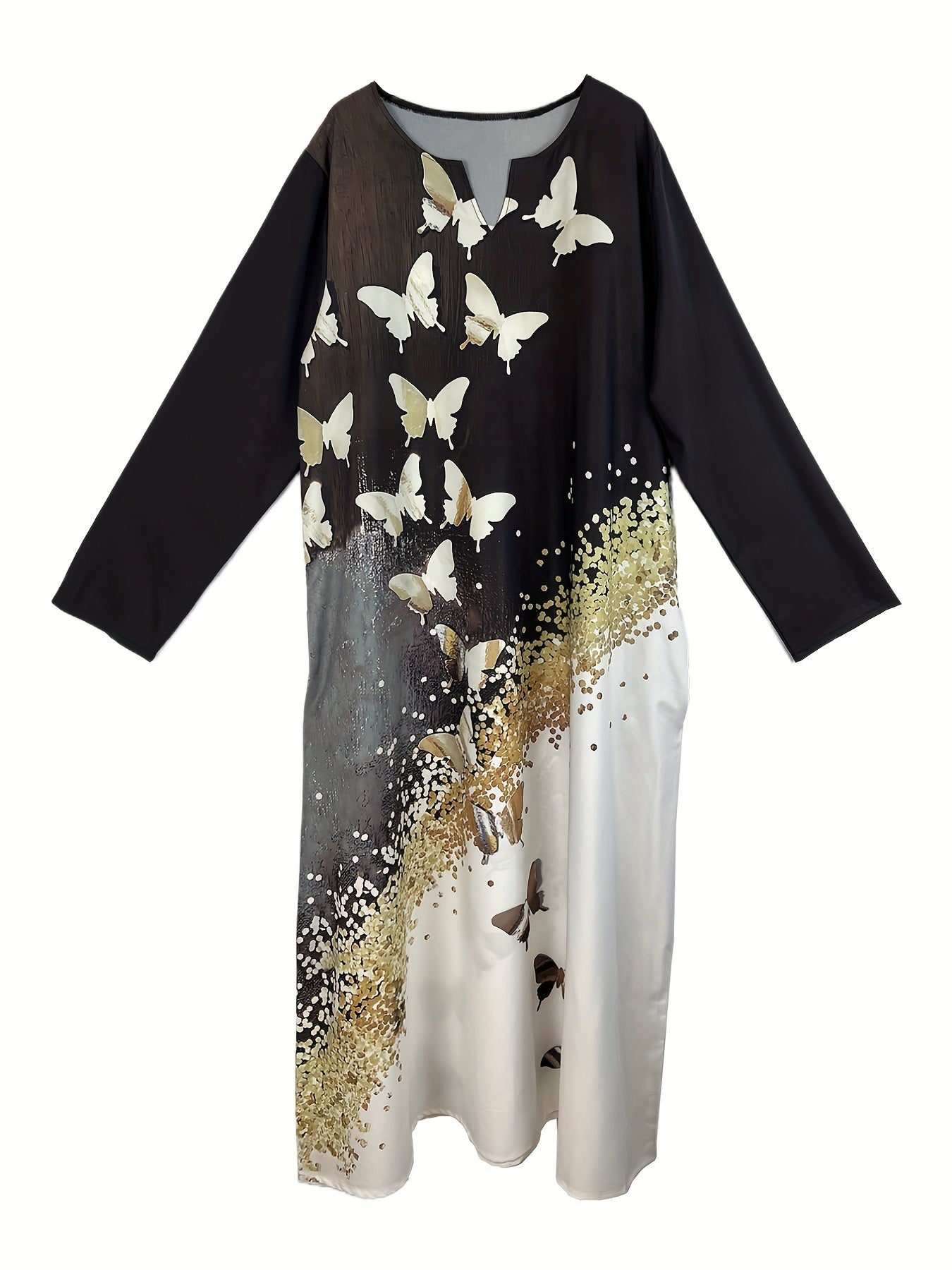  Colorblock Sequin Print Maxi Dress