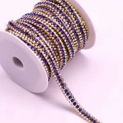 Crystal AB Rhinestone Cup Chain for Dress Decoration Sewing Golden Silvery Base