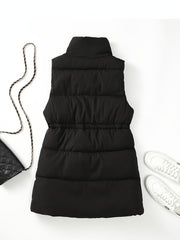 Sleeveless Warm Vest Zip Up Casual Solid