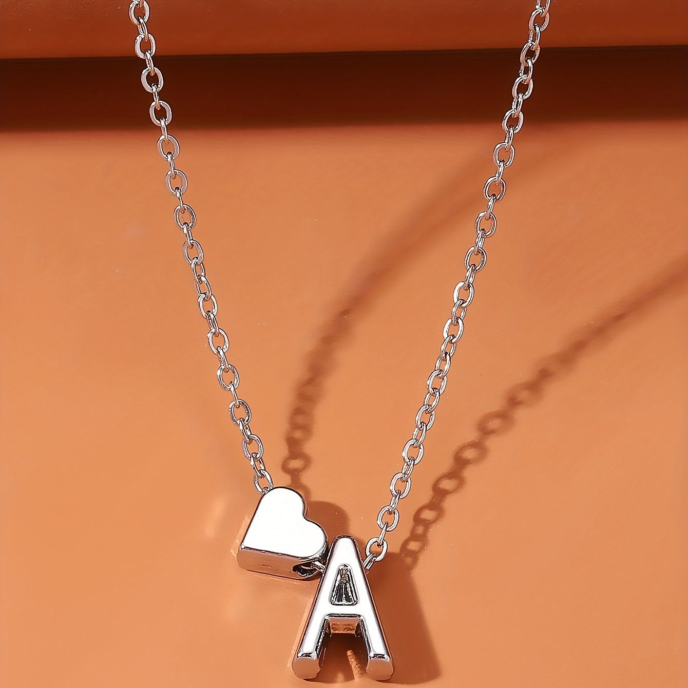 Silver Love 26 Letter Necklace With Heart Pendant Clavicle Chain