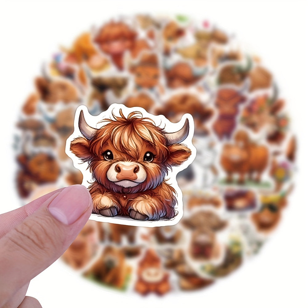 55pcs Cow Sticker for Stationery Cup Laptop Suitcases Refrigerator