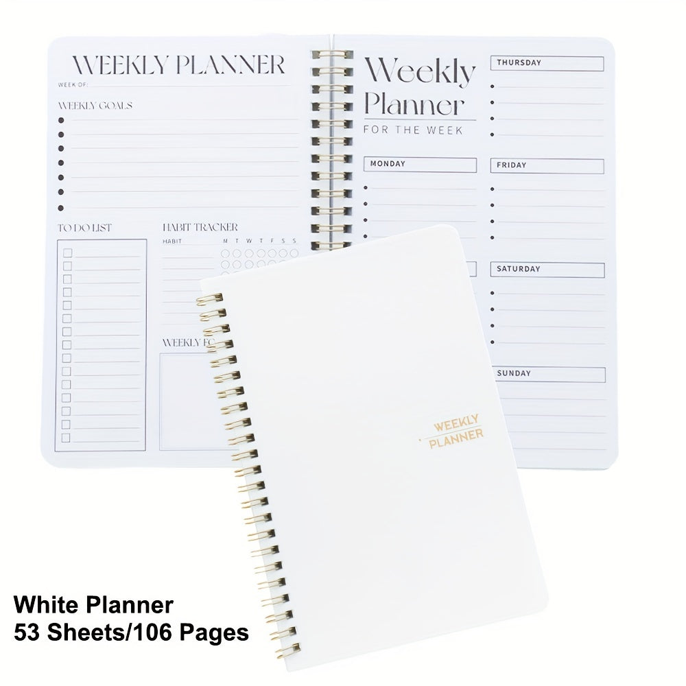 Undated Weekly Planner Notebook with Goal To-Do List