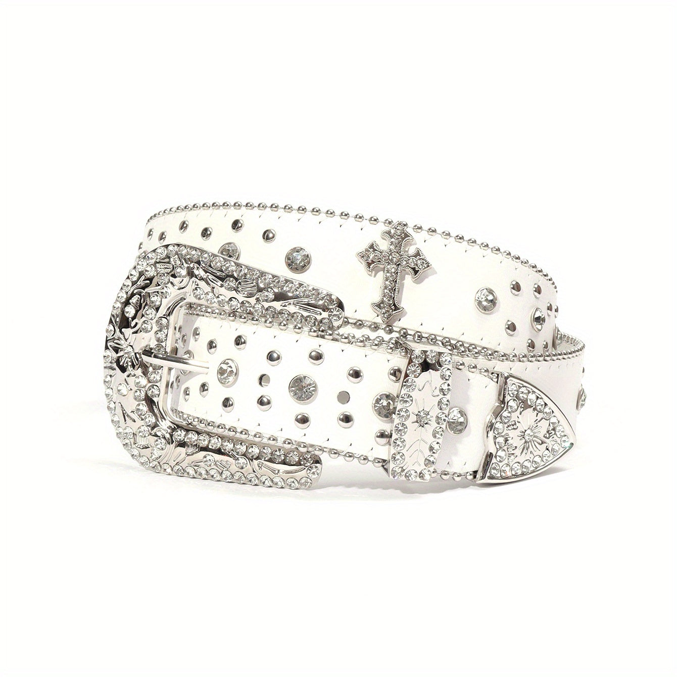 Western Cross Rivet Boho PU Leather Belt for Women