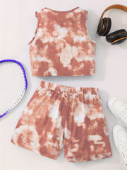 Girls Tie dye Crop Tank Top & Shorts Set Kids Summer Clothes