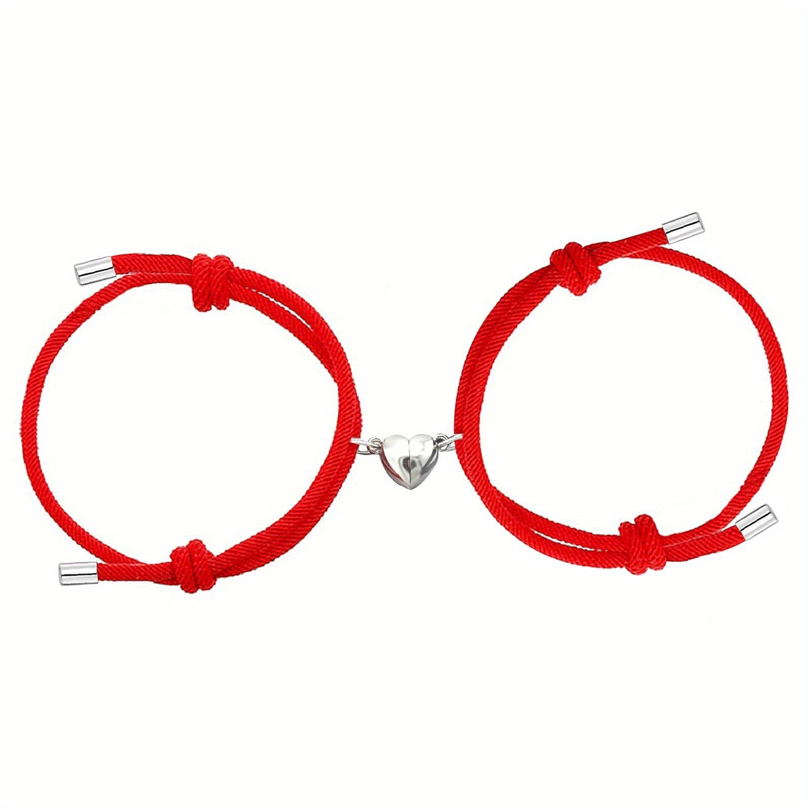 2pcs Love Heart Magnet Buckle Bracelets Couple Set Accessories
