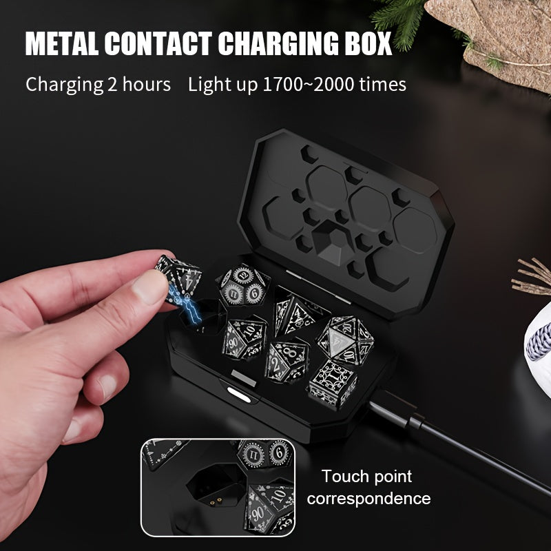 7pcs Rechargeable LED Metal Flashy Dices