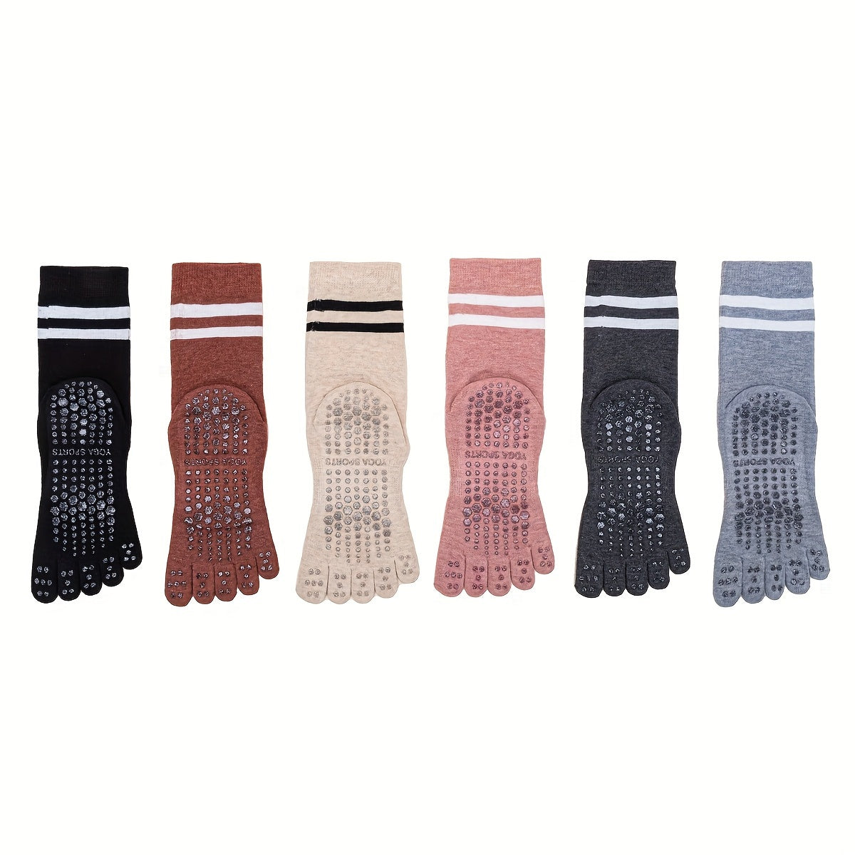 Women's Mid Calf Yoga Socks Non Slip Stripe Sports Socks