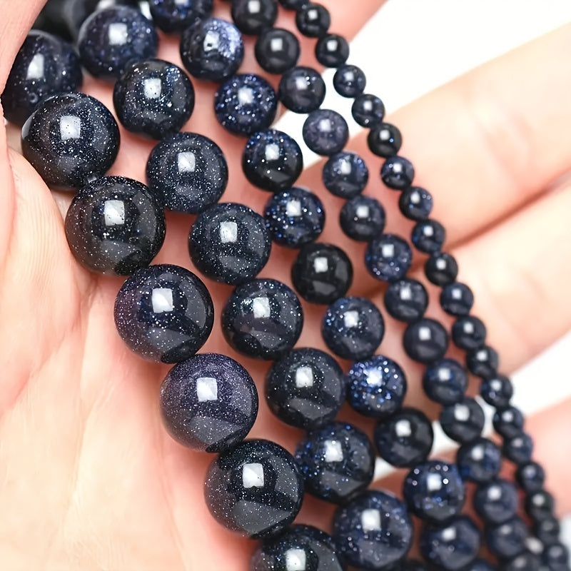 32pcs Natural Starry Sand Round Stone Gemstone for DIY Bracelet Necklace