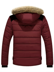 Men's Casual Cotton Padded Jacket with Removable Hood