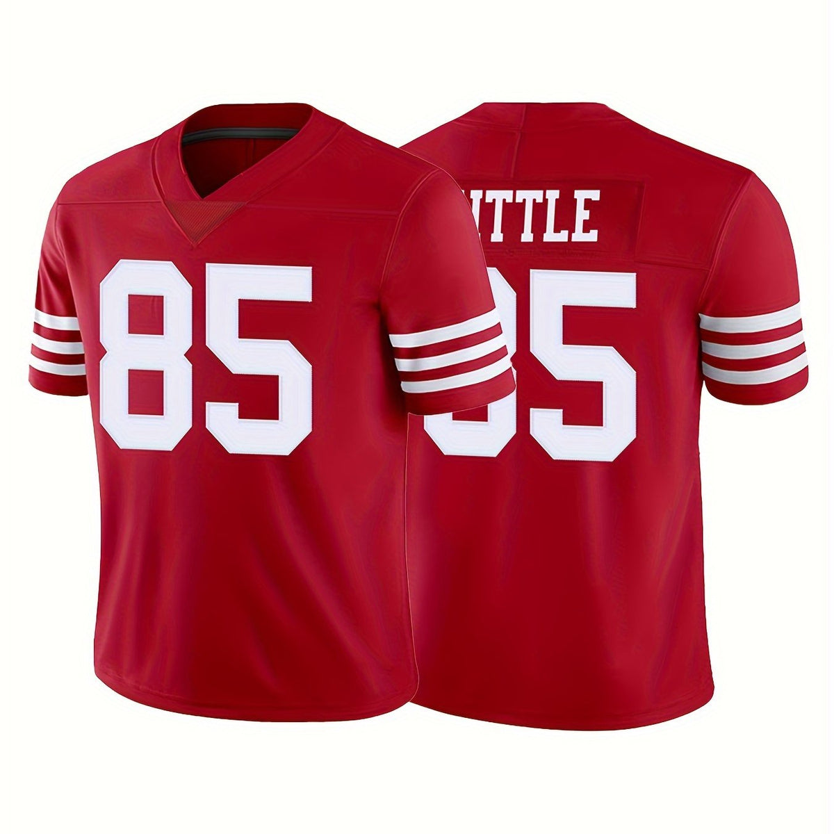 Youth Red American Football Jersey V-Neck Short Sleeved Uniform